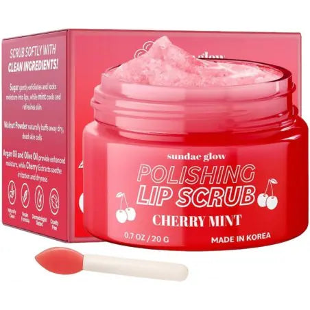 Lūpų šveitiklis Sundae Glow Lip Scrub Cherry Mint, Vyšnių ir pipirmėčių kvapo - Boku | Veido priežiūra | Plaukų priežiūra | Kūno priežiūra | Nemokamas pristatymas nuo 50EUR