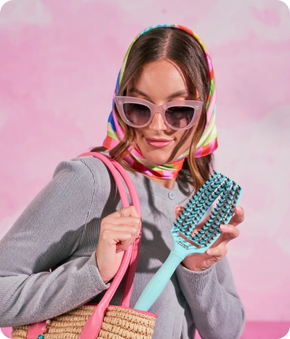 Lenktas šepetys plaukams Olivia Garden Fingerbrush Combo Medium, Blue Sky