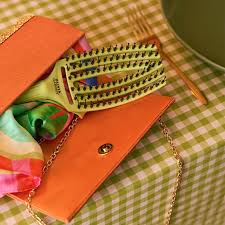 Lenktas šepetys plaukams Olivia Garden Fingerbrush Combo Medium, Green Pistachio