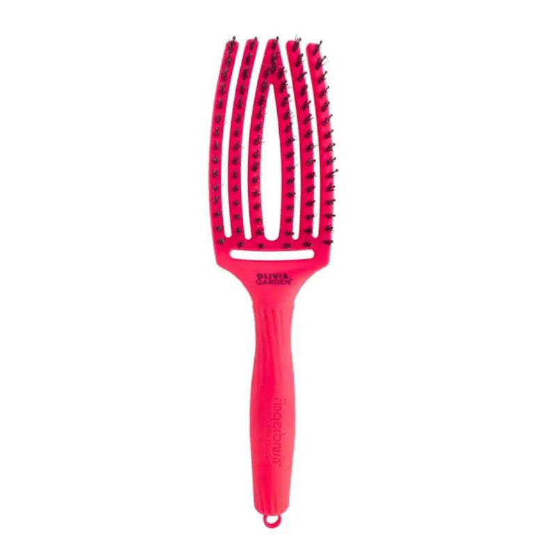 Lenktas šepetys plaukams Olivia Garden Fingerbrush Neon Pink