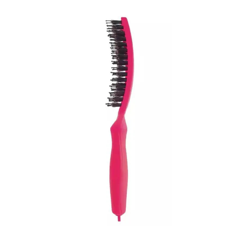 Lenktas šepetys plaukams Olivia Garden Fingerbrush Neon Pink
