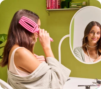 Lenktas šepetys plaukams Olivia Garden Fingerbrush Combo Medium, Pink Granita